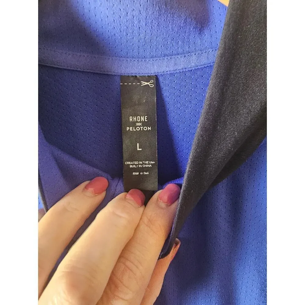 Rhone Peloton sz large blue black 1/4 zip size large MT115